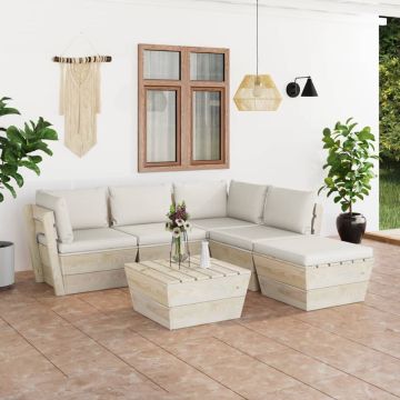 vidaXL 6-delige Loungeset met kussens pallet vurenhout