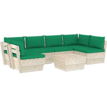 vidaXL 7-delige Loungeset met kussens pallet vurenhout