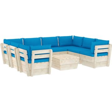 vidaXL 9-delige Loungeset met kussens pallet vurenhout