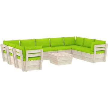 vidaXL 10-delige Loungeset met kussens pallet vurenhout