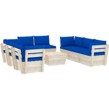 vidaXL 9-delige Loungeset met kussens pallet vurenhout