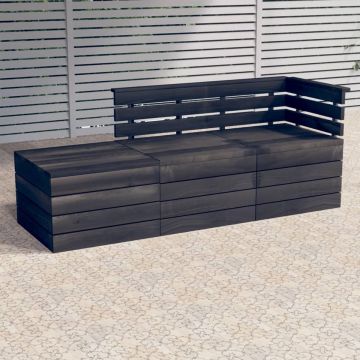 vidaXL 3-delige Loungeset pallet massief grenenhout donkergrijs