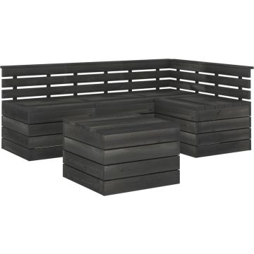 vidaXL 5-delige Loungeset pallet massief grenenhout donkergrijs