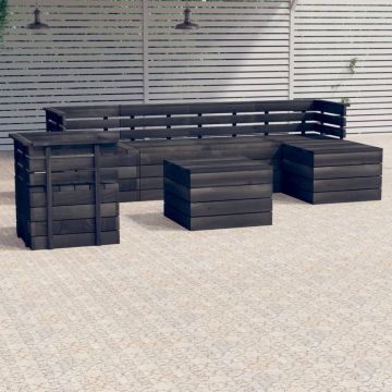 vidaXL 7-delige Loungeset pallet massief grenenhout donkergrijs