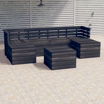 vidaXL 7-delige Loungeset pallet massief grenenhout donkergrijs