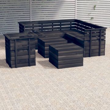 vidaXL 8-delige Loungeset pallet massief grenenhout donkergrijs