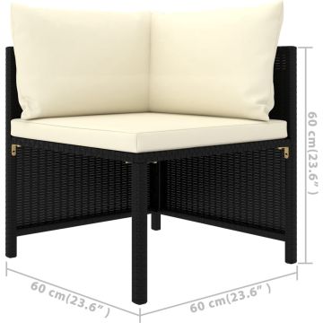 vidaXL 6-delige Loungeset met kussens poly rattan zwart