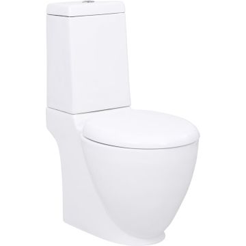 vidaXL Toilet rond afvoer onder keramiek wit