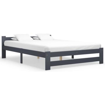 vidaXL Bedframe massief grenenhout donkergrijs 160x200 cm