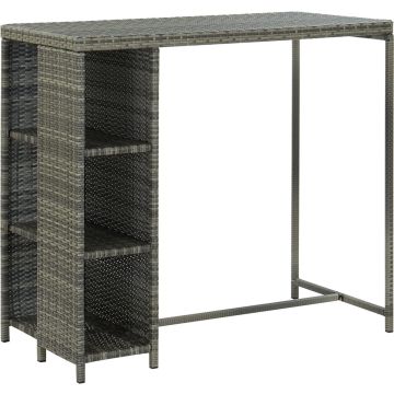 vidaXL 5-delige Tuinbarset met kussens poly rattan grijs