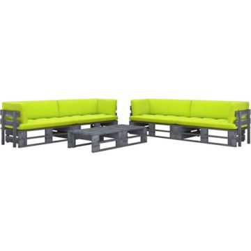 vidaXL 6-delige Loungeset pallet met kussens grijs geïmpregneerd hout