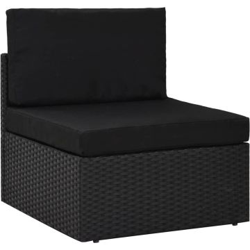 vidaXL 9-delige Loungeset met kussens poly rattan zwart