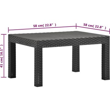 vidaXL 3-delige Loungeset met kussens PP rattan antracietkleurig