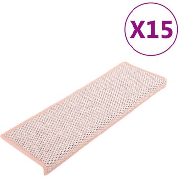 vidaXL Trapmatten zelfklevend 15 st sisal-look 65x25 cm rood