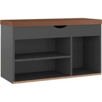 vidaXL Schoenenbank met kussen 80x30x47 cm spaanplaat grijs