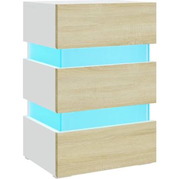 vidaXL 326846 Nachtkastje LED 45x35x67 cm bewerkt hout wit