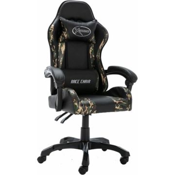 vidaXL Racestoel kunstleer zwart en camouflage