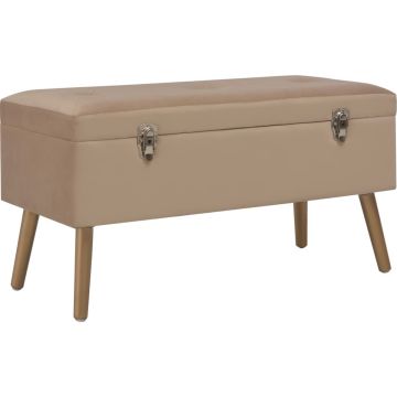 vidaXL Bankje met opbergvak 80 cm fluweel beige