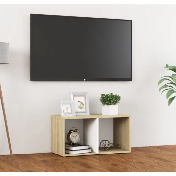 vidaXL Tv-meubel 72x35x36,5 cm spaanplaat wit en sonoma eikenkleurig