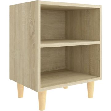 vidaXL Nachtkastje met houten poten 40x30x50 cm sonoma eikenkleurig