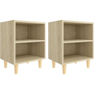 vidaXL Nachtkastjes 2 st met houten poten 40x30x50 cm sonoma eiken