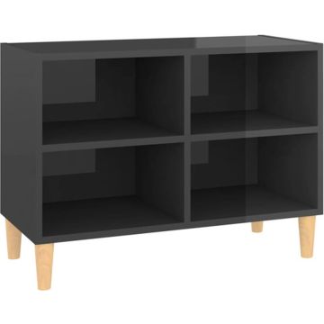 vidaXL Tv-meubel met houten poten 69,5x30x50 cm hoogglans grijs