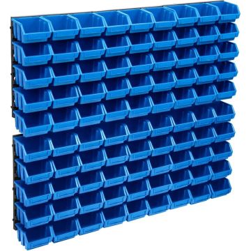 vidaXL-96-delige-Opslagbakkenset-met-wandpanelen-blauw-en-zwart