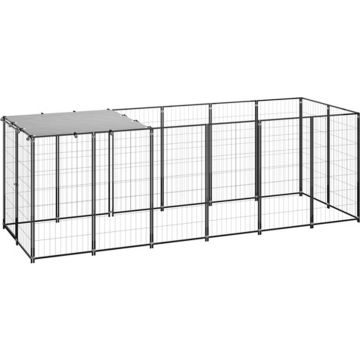 vidaXL Hondenkennel 330x110x110 cm staal zwart