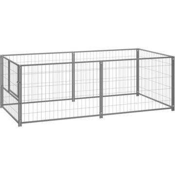 vidaXL Hondenkennel 200x100x70 cm staal zilverkleurig