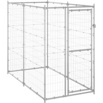 vidaXL Hondenkennel voor buiten 110x220x180 cm gegalvaniseerd staal