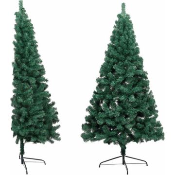 vidaXL Kunstkerstboom met standaard half 120 cm PVC groen