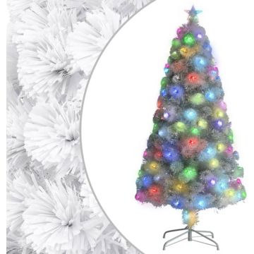 vidaXL Kunstkerstboom met LED 120 cm glasvezel wit