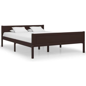 vidaXL Bedframe massief grenenhout donkerbruin 160x200 cm