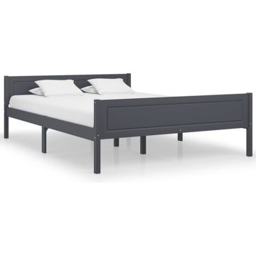 vidaXL Bedframe massief grenenhout grijs 140x200 cm