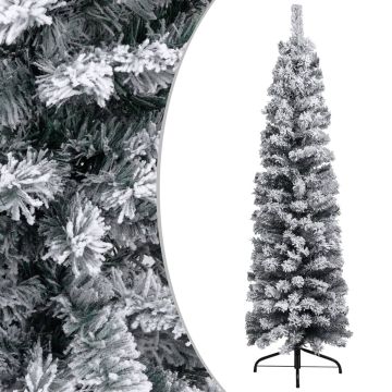 vidaXL Kunstkerstboom met sneeuwvlokken smal 120 cm PVC groen