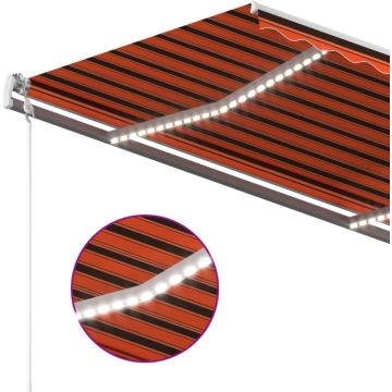 vidaXL Luifel automatisch met LED windsensor 450x300 cm oranje bruin