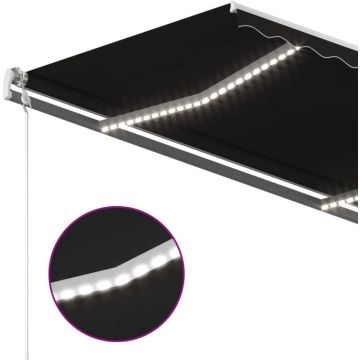 vidaXL Luifel handmatig uittrekbaar met LED 450x350 cm antracietkleur