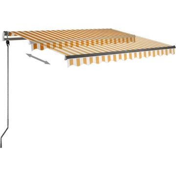 vidaXL Luifel handmatig uittrekbaar met LED 300x250 cm geel en wit