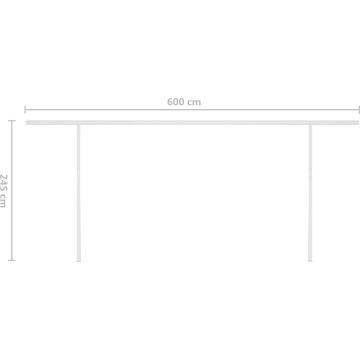 vidaXL Luifel handmatig uittrekbaar met LED 6x3 m crèmekleurig