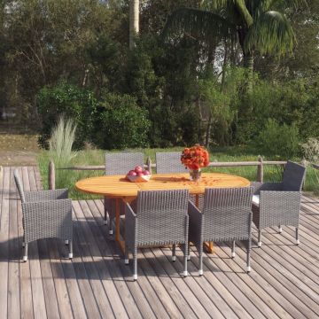 vidaXL 7-delige Tuinset poly rattan grijs