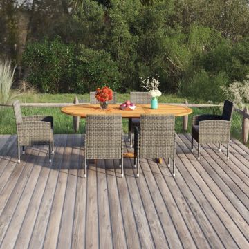 vidaXL 7-delige Tuinset poly rattan antracietkleurig