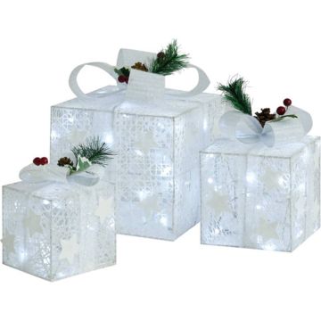 vidaXL Kerstdecoratie geschenkdozen 3 st binnen/buiten wit