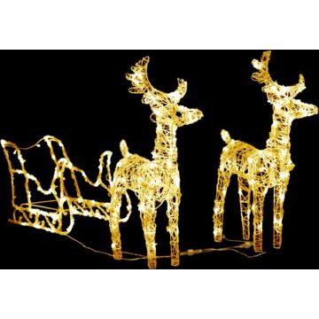 vidaXL Kerstversiering rendieren en slee 160 LED's 130 cm acryl