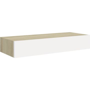 vidaXL Wandschap met lade 60x23,5x10 cm MDF eikenkleurig en wit