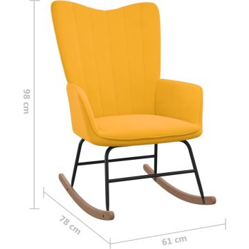 vidaXL Schommelstoel met voetenbank fluweel mosterdgeel