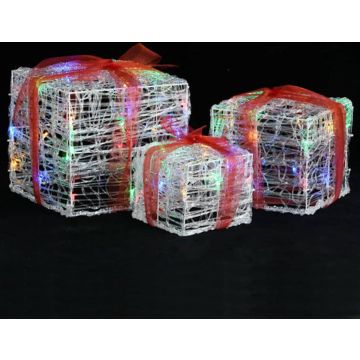 vidaXL Kerstverlichting geschenkdozen 3 st decoratief acryl kleurrijk