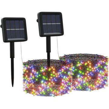 vidaXL Lichtsnoeren 2 st 2x200 LED's solar binnen/buiten meerkleurig