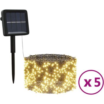 vidaXL 5 st Lichtslinger met 200 LED's solar binnen/buiten warmwit