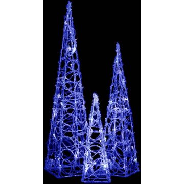 vidaXL Lichtkegelset decoratief LED 30/45/60 cm acryl blauw