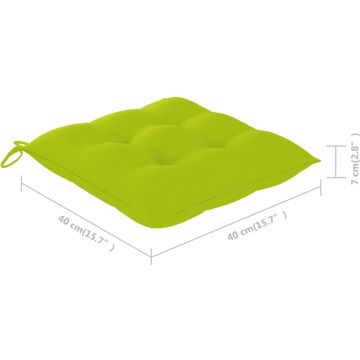 vidaXL Tuinstoelen 8 st met heldergroene kussens massief teakhout